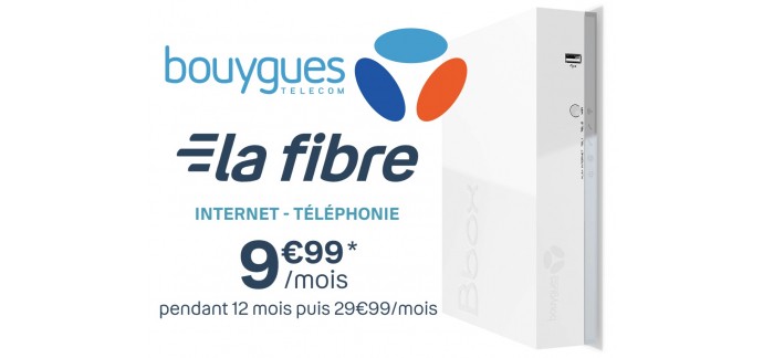 Bouygues Telecom: Abonnement Internet Bbox Fit Fibre 400Mb/s ↓ et ↑ + appels illimités vers les fixes à 9,99€/mois