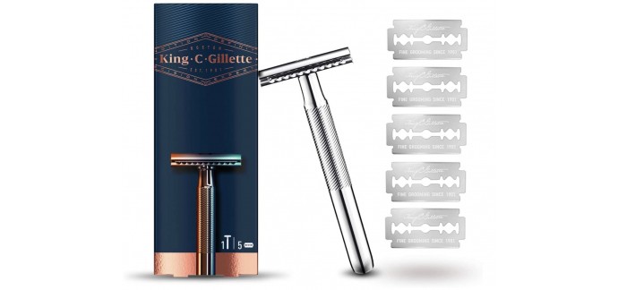 Amazon: Rasoir de sûreté King C. Gillette avec 5 lames de recharges à 11,97€