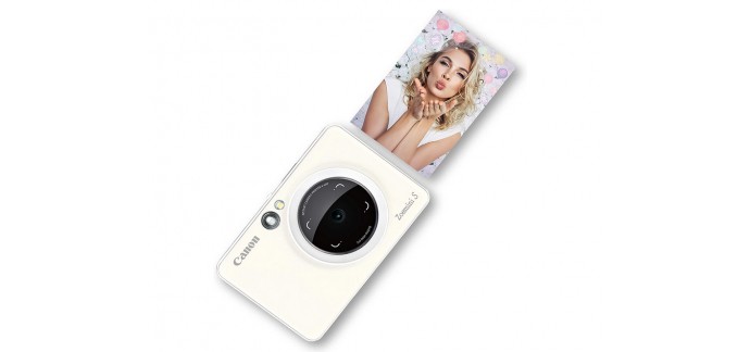 Amazon: Appareil photo instantané & imprimante Canon Zoemini S Blanc Perle à 149,99€