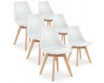 Cdiscount: Lot de 6 chaises Scandinaves Blanches avec Pieds bois à 109,99€