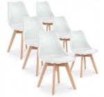Cdiscount: Lot de 6 chaises Scandinaves Blanches avec Pieds bois à 109,99€