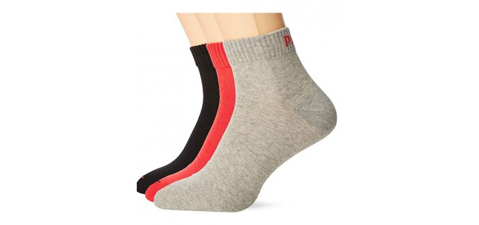 Amazon: Lot de 3 paires de chaussettes PUMA Quarter Plain - Adulte à 5,47€