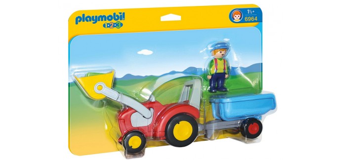 Amazon: Playmobil 1.2.3. Fermier avec tracteur et remorque - 6964 à 10,55€