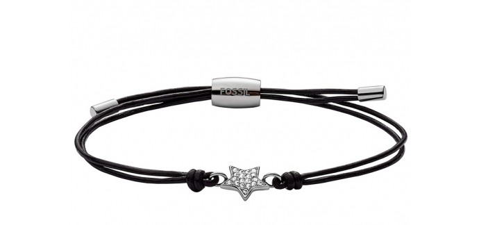 Amazon: Bracelet en cuir noir avec étoile Fossil JOF00289040 à 27€