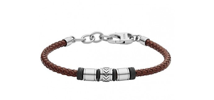 Amazon: Bracelet homme Fossil JF03386040 en cuir et acier inoxydable à 29€