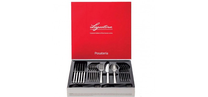 Amazon: [Prime] Ménagère 24 Couverts Inox Lagostina Giada - 6 Personnes, Acier Inoxydable à 40,99€