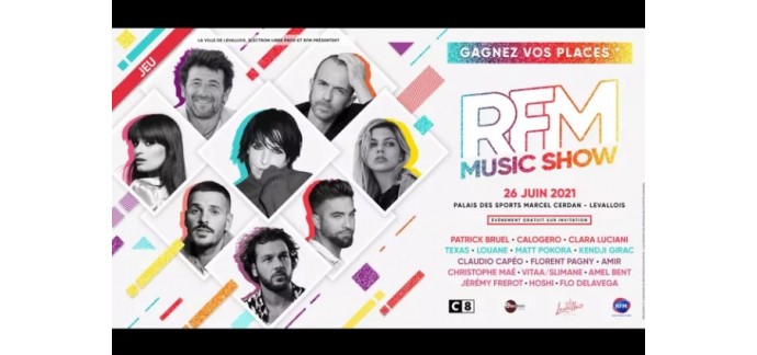 RFM: Des invitations pour le concert "RFM Music Show" le 26 juin à Levallois-Perret à gagner