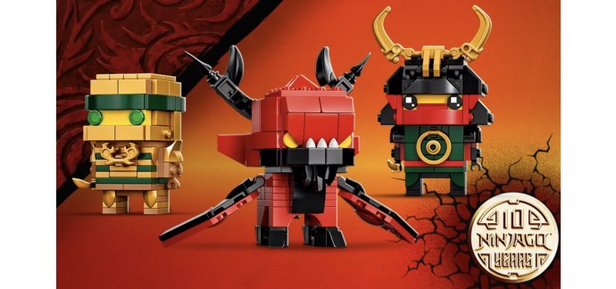 LEGO: Un ensemble LEGO NINJAGO BrickHeadz™ 10 ans (article 40490) offert dès 85€ d'achat en magasin