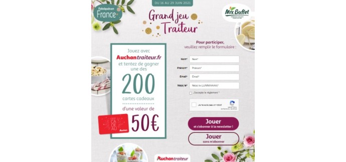 Auchan: 200 cartes cadeaux Auchan à gagner