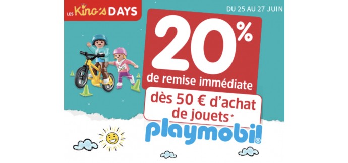King Jouet: 20% de remise immédiate dès 50€ d'achats de jouets Playmobil