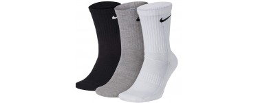 Amazon: Lot de 3 chaussettes Nike U NK Everyday Cush Crew à 9,59€
