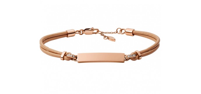 Amazon: Bracelet Fossil à barre en cuir nude - JOF00433791 à 19€