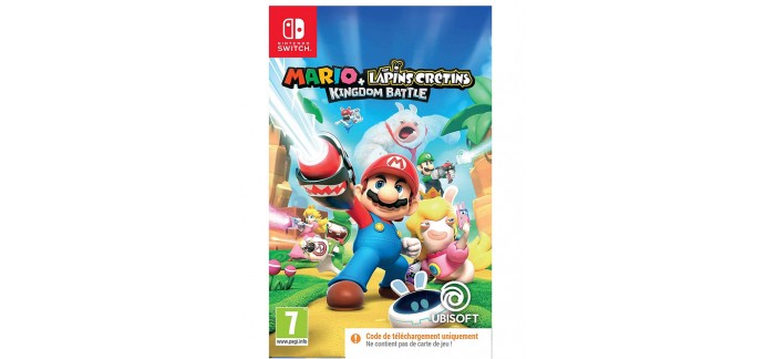 Amazon:  Mario + The Lapins Crétins Kingdom Battle Code In Box pour Nintendo Switch à 15,84€