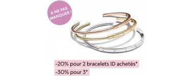 Pandora: -20% pour 2 bracelets ID achetés ou -30% pour 3