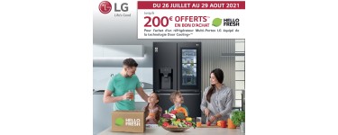 Boulanger: Jusqu'à 200€ offerts en bon d'achat Hello Fresh pour l'achat d'un réfrigérateur Multi-Portes LG