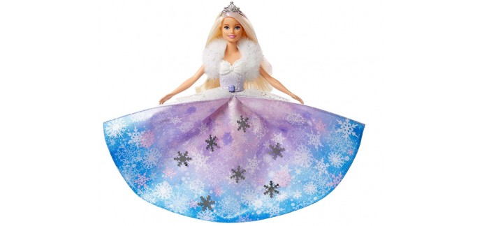 Amazon: Poupée Barbie Dreamtopia princesse Flocons avec robe qui se déploie - GKH26 à 18,92€