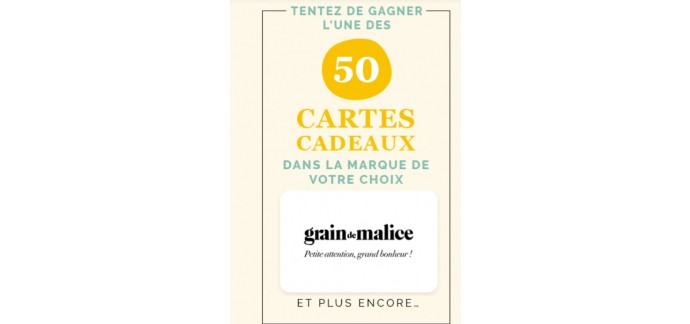 Grain De Malice: Des cartes cadeaux Grain de Malice à gagner