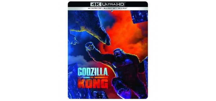 Amazon:  Godzilla vs Kong en 4K Ultra HD 3D + Blu-Ray (Édition Limitée SteelBook) à 15,59€
