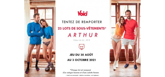 Voici: Des lots de sous-vêtements Arthur à gagner