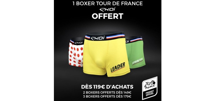 EKOÏ: 1 boxer Tour de France offert dès 119€ d'achat (2 dès 149€ et 3 dès 179€)