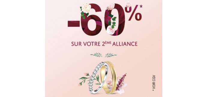 Cleor: Offre Mariage  : -60% sur la 2nde alliance achetée