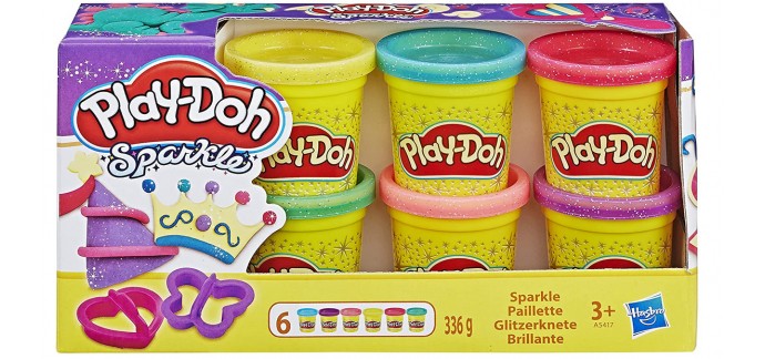 Amazon: 6 pots de pâte à modeler Play-Doh à Paillettes à 5,81€