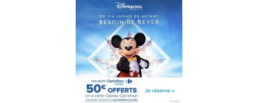 Carrefour Voyages: 50€ offerts en carte cadeau pour toute réservation d'un séjour à Disneyland Paris