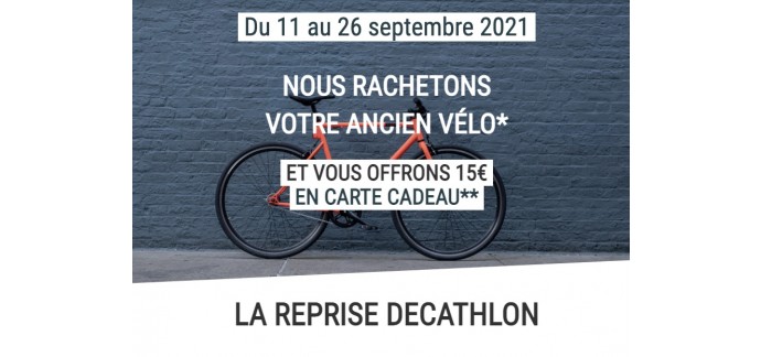 Decathlon: Revendez votre vélo sur Decathlon Occasion et recevez en plus 15€ offerts en carte cadeau