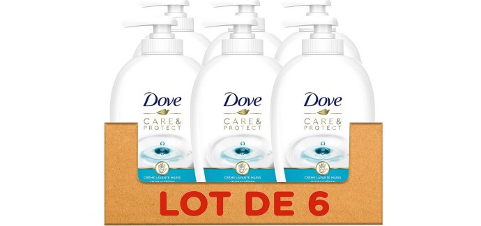 Amazon: Crème Savon Liquide Dove Pompe Parfum Dove Orginal (Lot de 6x250ml) à 9,09€