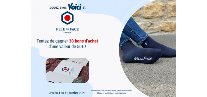 Voici: 30 bons d'achat Pile ou Face à gagner