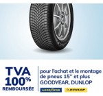 Norauto: TVA offerte pour l'achat et le montage de 2 ou 4 pneus GOODYEAR ou DUNLOP