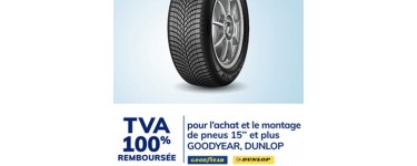 Norauto: TVA offerte pour l'achat et le montage de 2 ou 4 pneus GOODYEAR ou DUNLOP