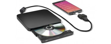 Amazon: Lecteur Graveur de DVD Portable Hitachi-LG GP95NB70 Ultra Mince - Compatible Android, Noir à 34,80€