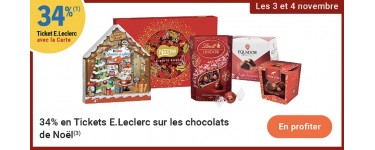 E.Leclerc: 34% de remise en Tickets E.Leclerc sur les chocolat de Noël