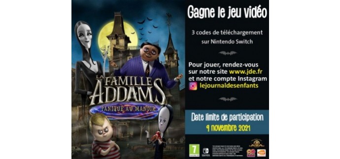 JDE: 3 jeux vidéo Switch "La Famille Addams - Panique au manoir" à gagner