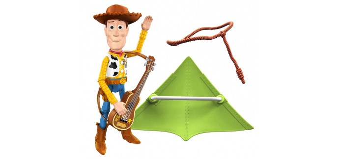 Amazon: Figurine articulée Disney Pixar Toy Story Woody avec guitare, cerf-volant et lasso à 18,99€