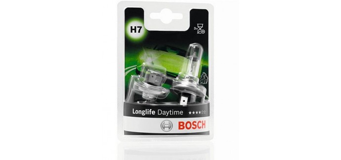 Amazon: Lampes de phare Bosch H7 Longlife Daytime - 12V, 55W, PX26d, 2 ampoules à 9,33€