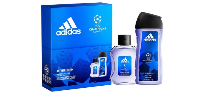 Amazon: Coffret adidas UEFA  - Eau de toilette 100ml + Gel douche 250ml à 8,28€