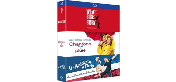 Amazon: Coffret Blu-Ray : Chantons sous la Pluie + Un Américain à Paris + West Side Story à 12,50€