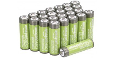 Amazon: Lot de 24 Piles rechargeables AA haute capacité 2400 mAh Amazon Basics à 19,57€