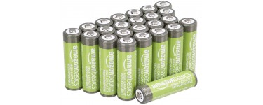 Amazon: Lot de 24 Piles rechargeables AA haute capacité 2400 mAh Amazon Basics à 25,38€