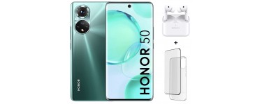 Amazon: Smartphone 5G Honor 50 128Go + coque verre trempé + écouteurs sans fil Earbuds 2 Lite à 439,99€