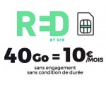 RED by SFR: Forfait mobile tout illimité + 40Go d'Internet et 7Go en Europe à 10€/mois à vie et sans engagement