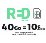 RED by SFR: Forfait mobile tout illimité + 40Go d'Internet et 7Go en Europe à 10€/mois à vie et sans engagement