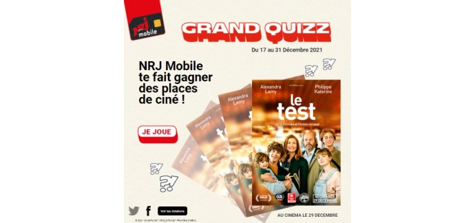 NRJ Mobile: Des places de cinéma pour le film "Le Test" à gagner
