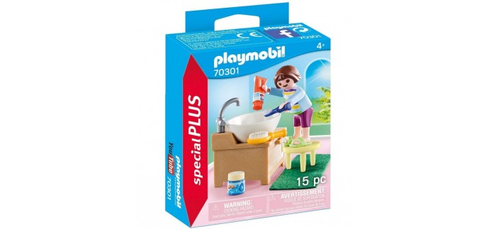 Amazon: Playmobil Enfant avec lavabo - 70301 à 1,79€
