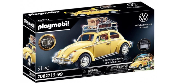 Cdiscount: Playmobil Volkswagen Coccinelle - Edition spéciale, Jaune, 70827 en solde à 29,99€