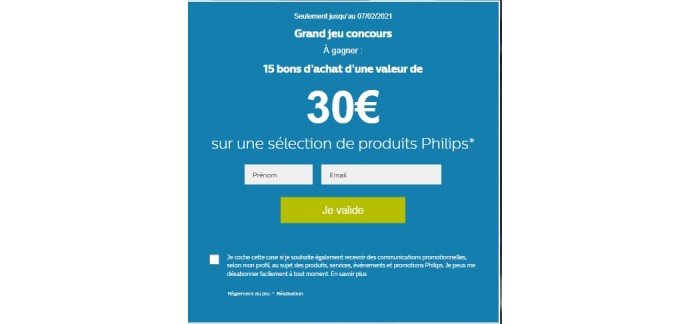 Philips: 15 bons d'achat Philips à gagner