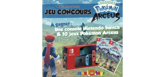 Maxi Toys: 1 console Nintendo Switch et 10 jeux Pokémon Arceus à gagner