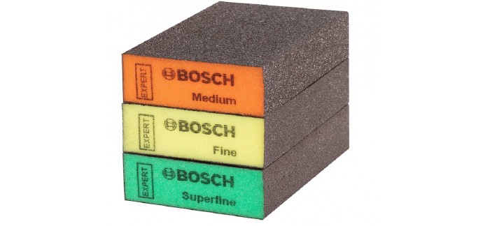 Amazon: Eponge à poncer Bosch Expert Standard S471 pour bois (Lot de 3) à 3,04€